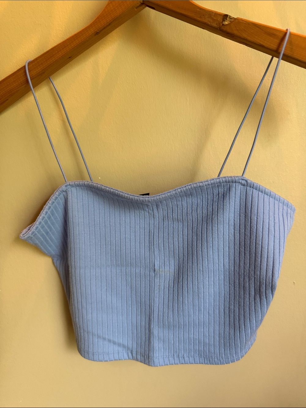Forever 21 Pale Blue Ribbed Spaghetti Strap Crop Top